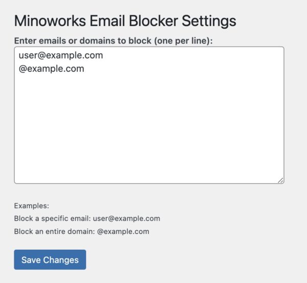 Minoworks Email Blocker